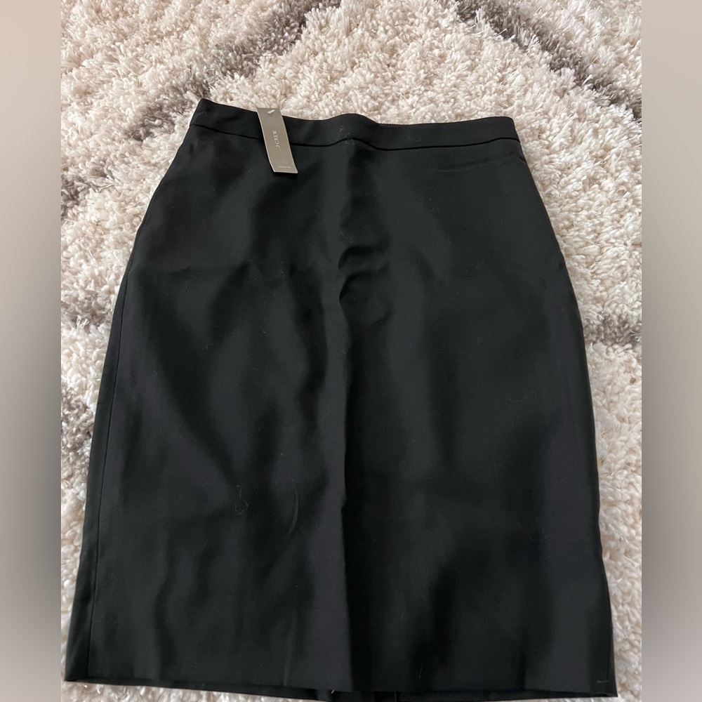NWT J.Crew Super 120's Solid Black Pencil Skirt Womens size 00 - Picture 5 of 15